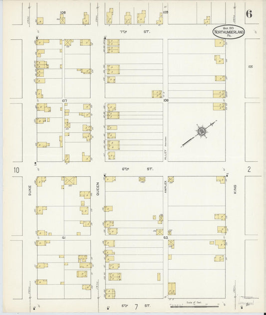 Sanborn Fire Insurance Map from Northumberland, Northumberland County, Pennsylvania (1913), Sheet #0006 - Historic Sanborn Fire Insurance Map Print, vintage old map wall art, antique decor, genealogy gift, Pennsylvania Pennsylvania map