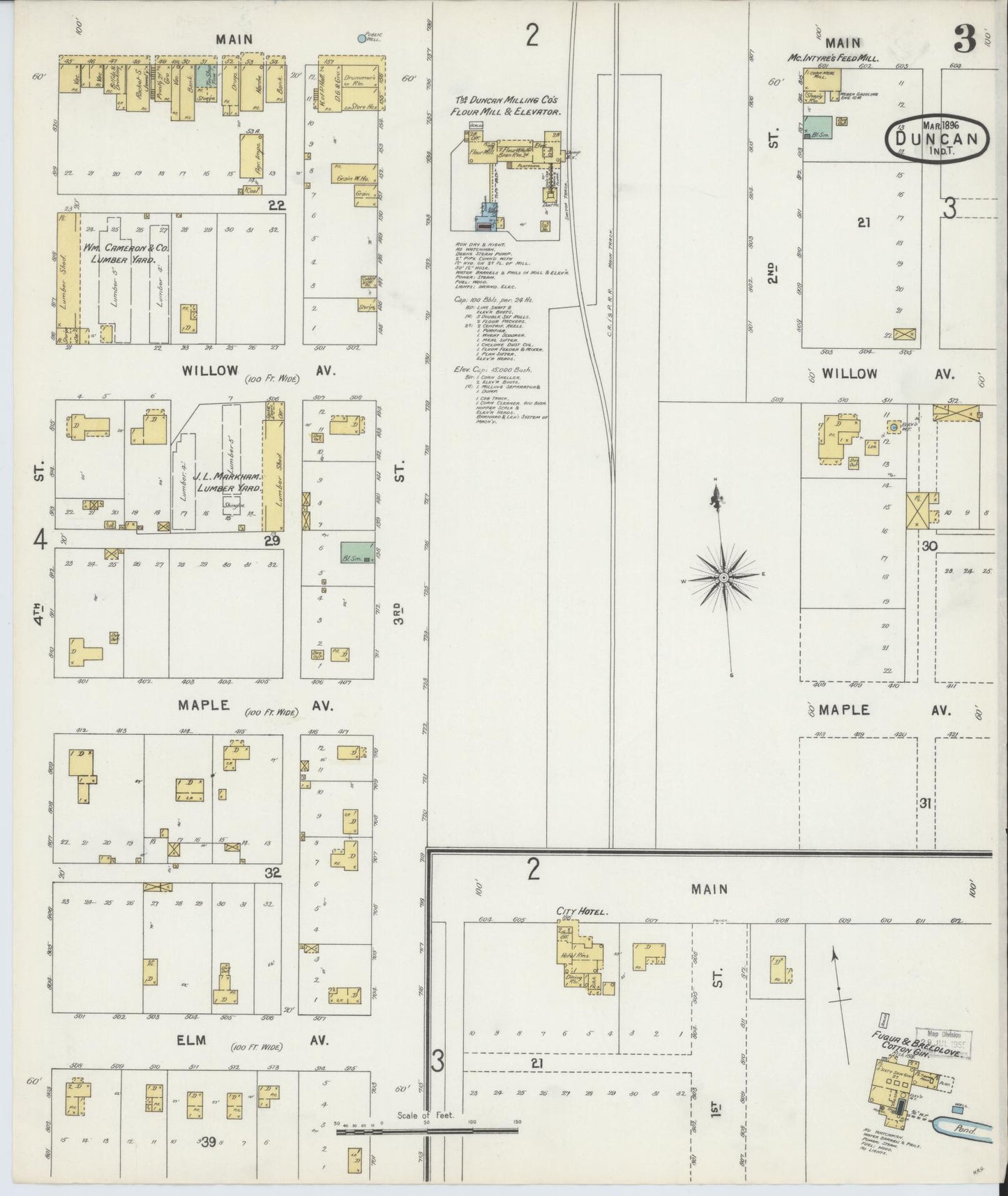 Sanborn Fire Insurance Map from Duncan, Stephens County, Oklahoma (1896), Sheet #0003 - Complete Map Set gallery image, historic Sanborn map, vintage wall art, Oklahoma Oklahoma