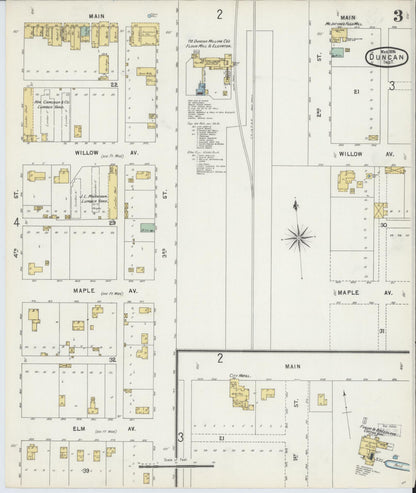Sanborn Fire Insurance Map from Duncan, Stephens County, Oklahoma (1896), Sheet #0003 - Complete Map Set gallery image, historic Sanborn map, vintage wall art, Oklahoma Oklahoma