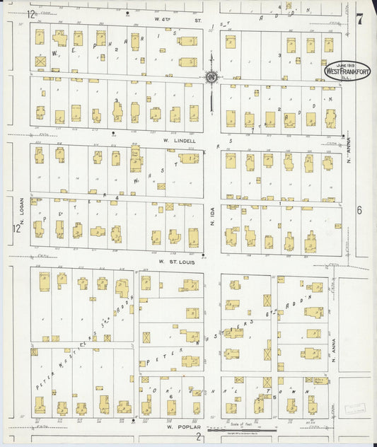 Sanborn Fire Insurance Map from West Frankfort, Franklin County, Illinois (1919), Sheet #0007 - Historic Sanborn Fire Insurance Map Print, vintage old map wall art, antique decor, genealogy gift, Illinois Illinois map