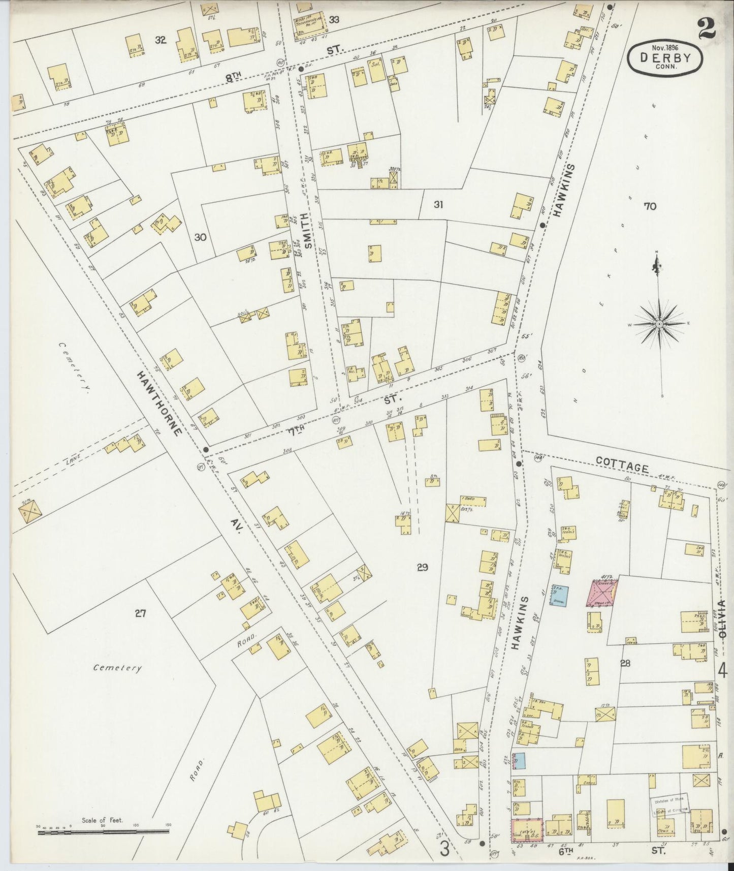 Sanborn Fire Insurance Map from Derby, New Haven County, Connecticut (1896), Sheet #0002 - Complete Map Set gallery image, historic Sanborn map, vintage wall art, Connecticut Connecticut