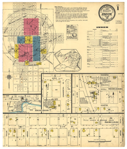 Sanborn Fire Insurance Map from Anson, Jones County, Texas (1922), Sheet #0001 - Historic Sanborn Fire Insurance Map Print, vintage old map wall art, antique decor, genealogy gift, Texas Texas map