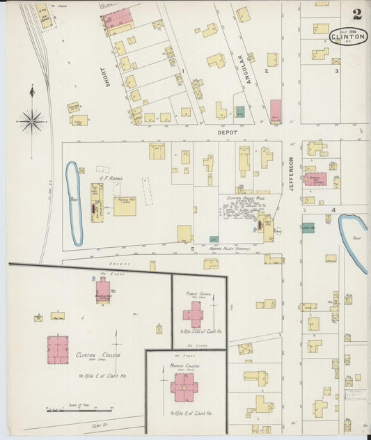 Sanborn Fire Insurance Map from Clinton, Hickman County, Kentucky (1894), Sheet #0002 - Historic Sanborn Fire Insurance Map Print, vintage old map wall art, antique decor, genealogy gift, Kentucky Kentucky map