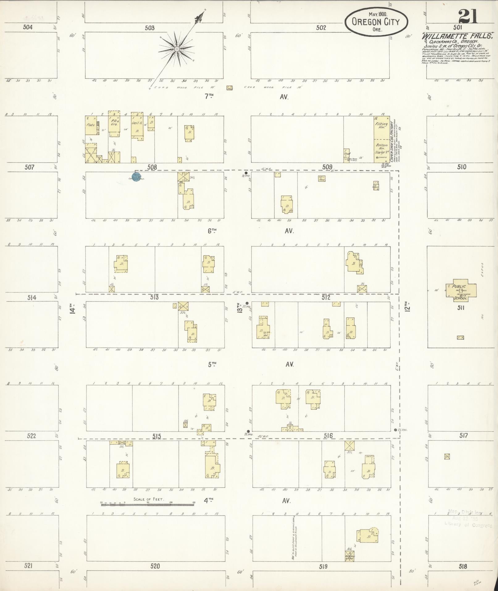 Sanborn Fire Insurance Map from Oregon City, Clackamas County, Oregon (1900), Sheet #0021 - Historic Sanborn Fire Insurance Map Print, vintage old map wall art, antique decor, genealogy gift, Oregon Oregon map