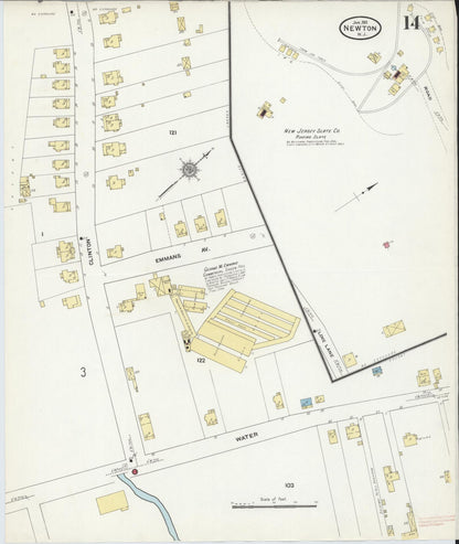 Sanborn Fire Insurance Map from Newton, Sussex County, New Jersey (1911), Sheet #0014 - Historic Sanborn Fire Insurance Map Print, vintage old map wall art, antique decor, genealogy gift, New Jersey New Jersey map
