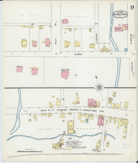Sanborn Fire Insurance Map from Georgetown, Scott County, Kentucky (1895), Sheet #0009 - Historic Sanborn Fire Insurance Map Print, vintage old map wall art, antique decor, genealogy gift, Kentucky Kentucky map
