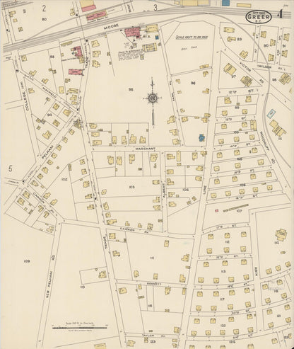 Sanborn Fire Insurance Map from Greer, Greenville and Spartanburg Counties, South Carolina (1922), Sheet #0004 - Complete Map Set gallery image, historic Sanborn map, vintage wall art, South Carolina South Carolina