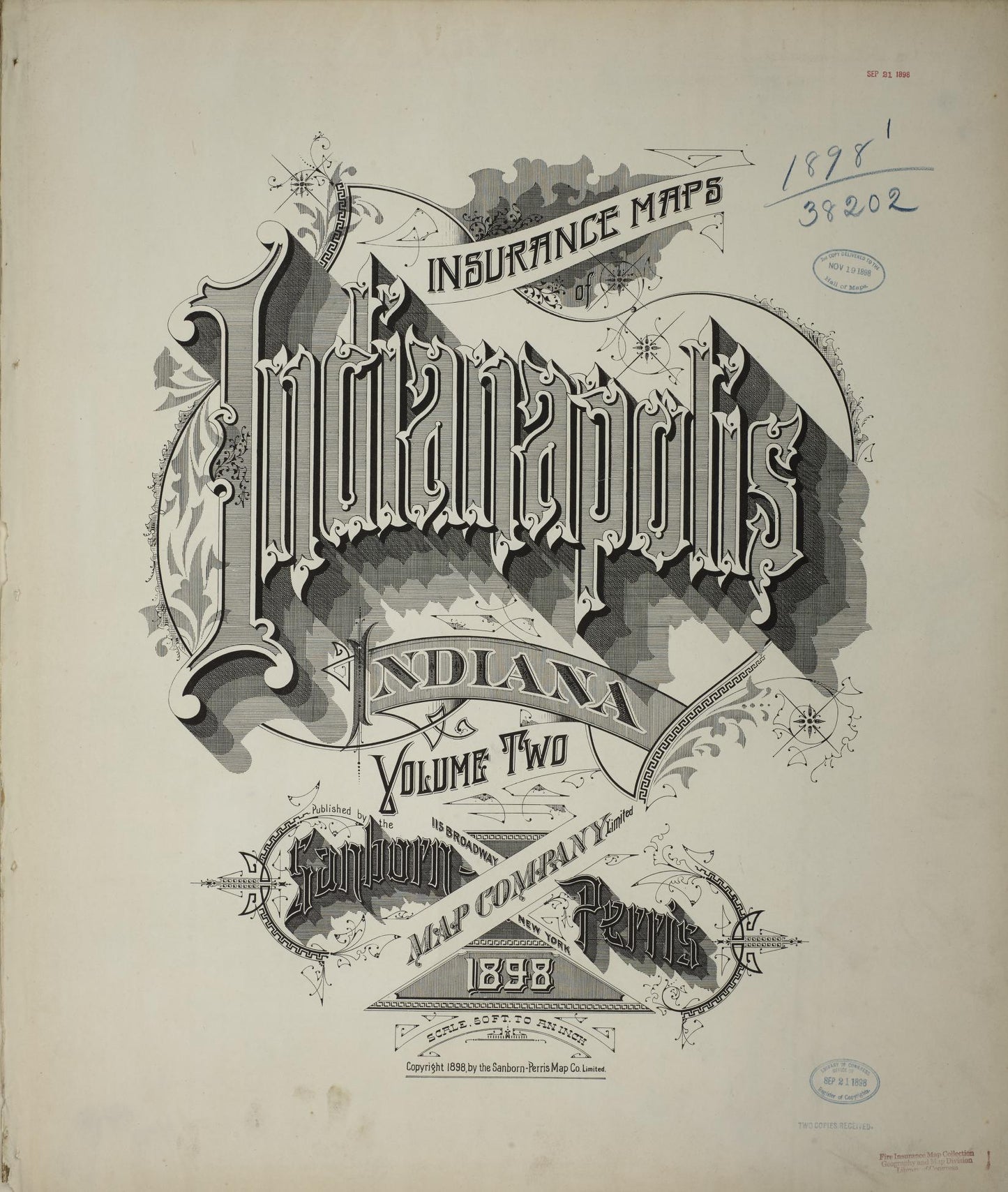 Sanborn Fire Insurance Map from Indianapolis, Marion County, Indiana (1898), Sheet #0001 - Complete Map Set gallery image, historic Sanborn map, vintage wall art, Indiana Indiana