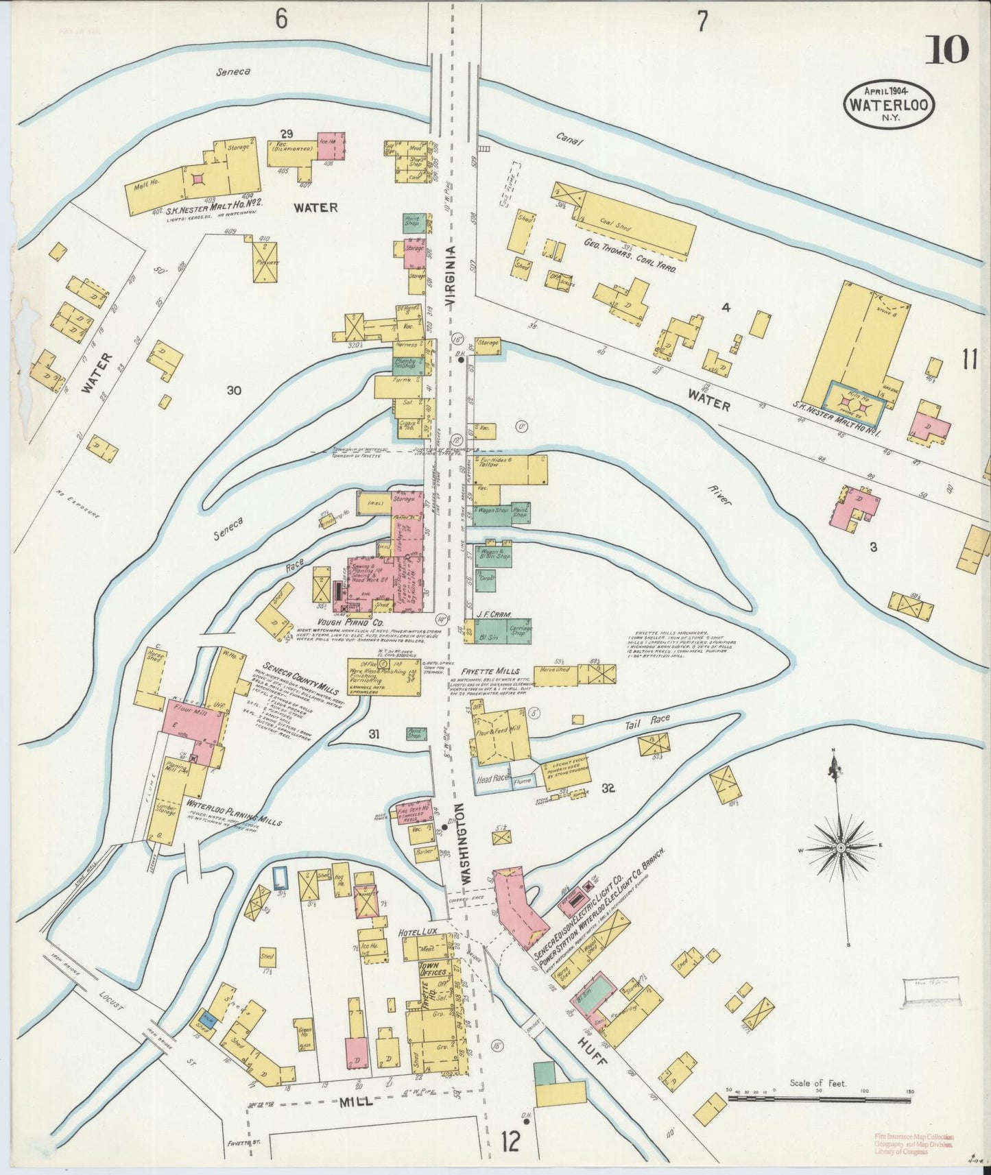 Sanborn Fire Insurance Map from Waterloo, Seneca County, New York (1904), Sheet #0010 - Complete Map Set gallery image, historic Sanborn map, vintage wall art, New York New York