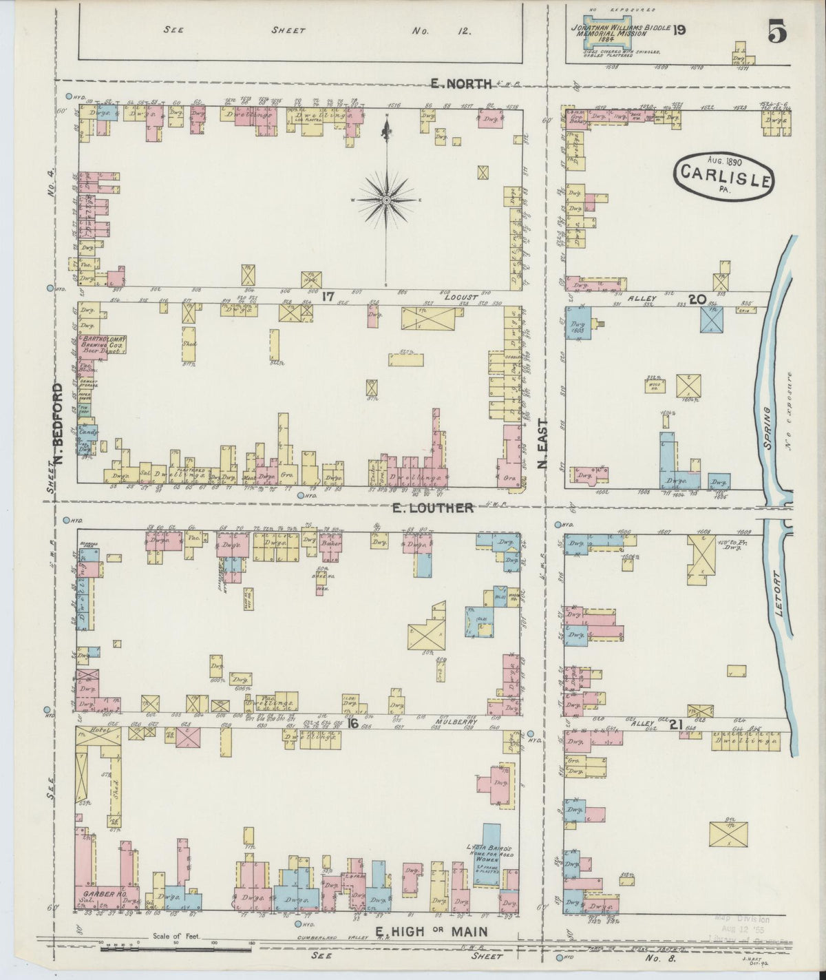 Sanborn Fire Insurance Map from Carlisle, Cumberland County, Pennsylvania (1890), Sheet #0005 - Complete Map Set gallery image, historic Sanborn map, vintage wall art, Pennsylvania Pennsylvania