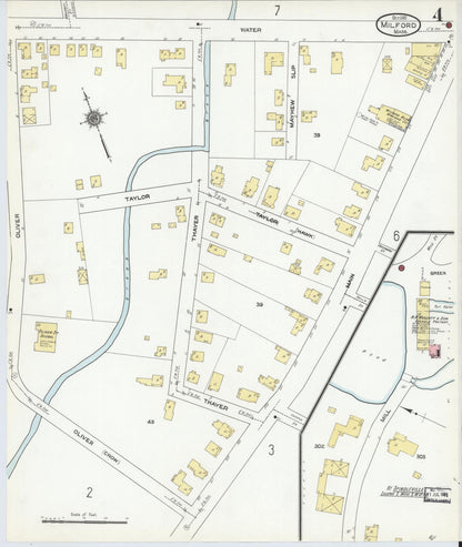 Sanborn Fire Insurance Map from Milford, Worcester County, Massachusetts (1910), Sheet #0004 - Complete Map Set gallery image, historic Sanborn map, vintage wall art, Massachusetts Massachusetts