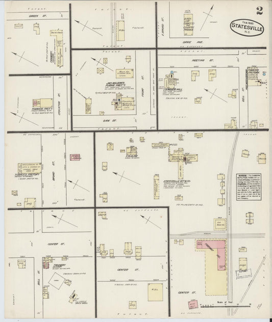 Sanborn Fire Insurance Map from Statesville, Iredell County, North Carolina (1885), Sheet #0002 - Historic Sanborn Fire Insurance Map Print, vintage old map wall art, antique decor, genealogy gift, North Carolina North Carolina map