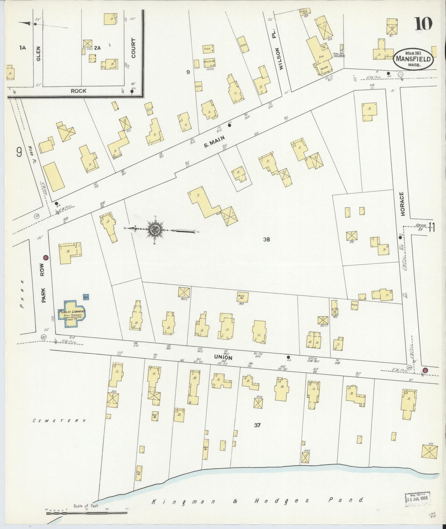 Sanborn Fire Insurance Map from Mansfield, Bristol County, Massachusetts (1911), Sheet #0010 - Complete Map Set gallery image, historic Sanborn map, vintage wall art, Massachusetts Massachusetts