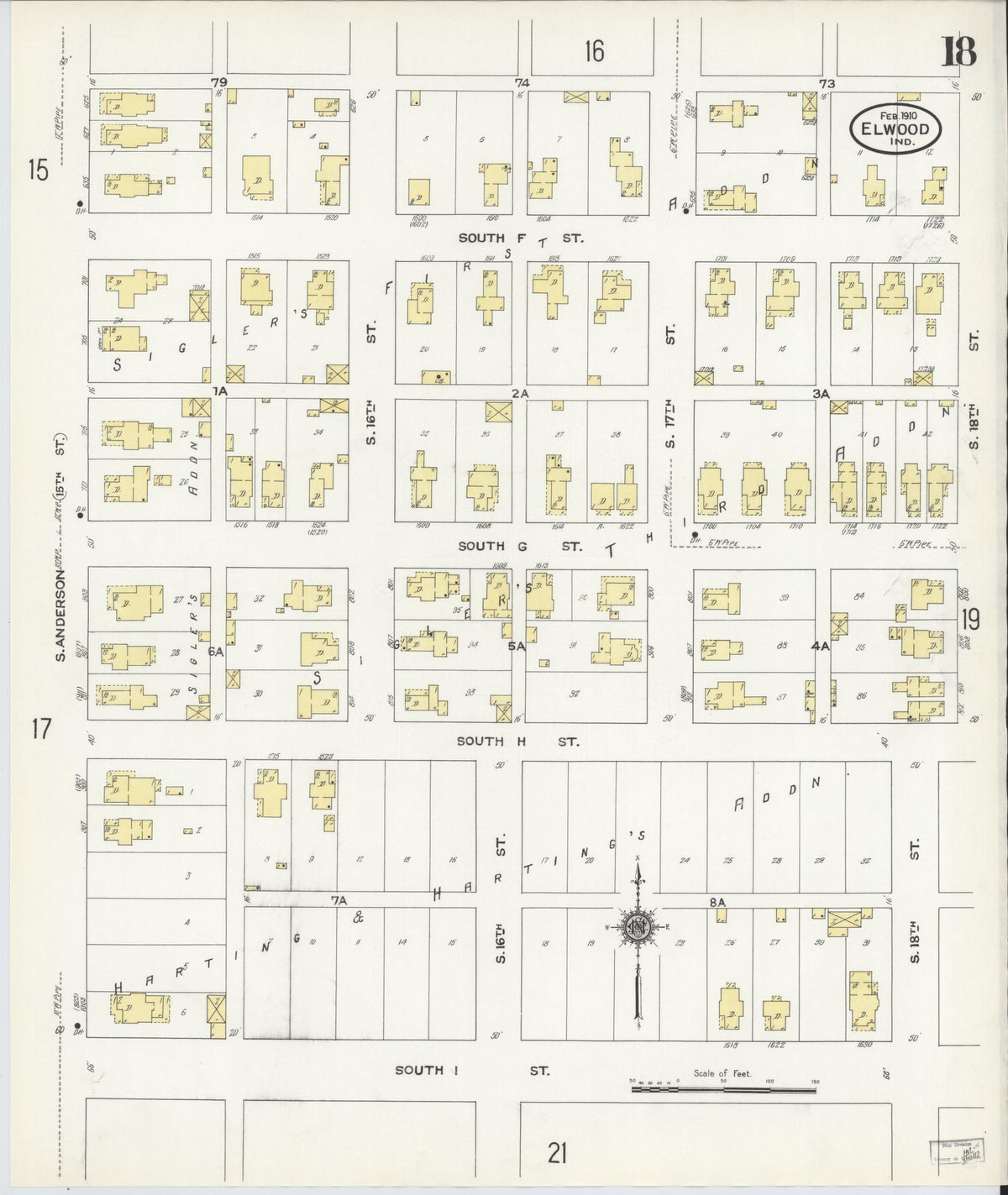 Sanborn Fire Insurance Map from Elwood, Madison County, Indiana (1910), Sheet #0018 - Historic Sanborn Fire Insurance Map Print, vintage old map wall art, antique decor, genealogy gift, Indiana Indiana map