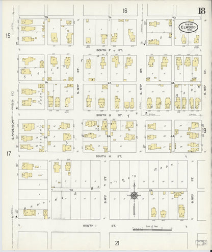 Sanborn Fire Insurance Map from Elwood, Madison County, Indiana (1910), Sheet #0018 - Historic Sanborn Fire Insurance Map Print, vintage old map wall art, antique decor, genealogy gift, Indiana Indiana map