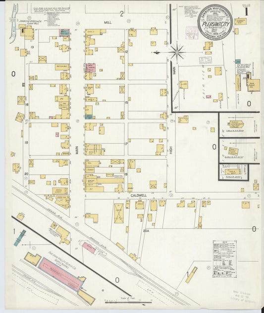 Sanborn Fire Insurance Map from Pleasant City, Guernsey County, Ohio (1905), Sheet #0001 - Complete Map Set gallery image, historic Sanborn map, vintage wall art, Ohio Ohio