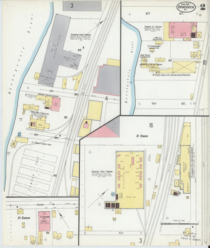 Sanborn Fire Insurance Map from Braddock, Allegheny County, Pennsylvania (1901), Sheet #0002 - Complete Map Set gallery image, historic Sanborn map, vintage wall art, Pennsylvania Pennsylvania