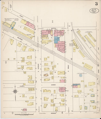 Sanborn Fire Insurance Map from Holly, Oakland County, Michigan (1921), Sheet #0003 - Historic Sanborn Fire Insurance Map Print, vintage old map wall art, antique decor, genealogy gift, Michigan Michigan map