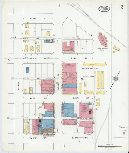 Sanborn Fire Insurance Map from Cisco, Eastland County, Texas (1920), Sheet #0002 - Complete Map Set gallery image, historic Sanborn map, vintage wall art, Texas Texas