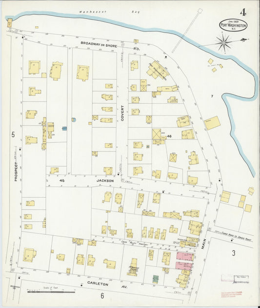 Sanborn Fire Insurance Map from Port Washington, Nassau County, New York (1909), Sheet #0004 - Historic Sanborn Fire Insurance Map Print, vintage old map wall art, antique decor, genealogy gift, New York New York map