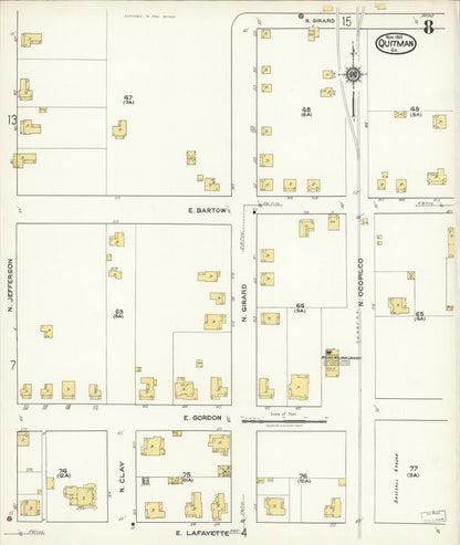 Sanborn Fire Insurance Map from Quitman, Brooks County, Georgia (1921), Sheet #0008 - Complete Map Set gallery image, historic Sanborn map, vintage wall art, Georgia Georgia