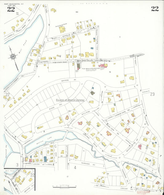 Sanborn Fire Insurance Map from Port Washington, Nassau County, New York (1931), Sheet #0022 - Historic Sanborn Fire Insurance Map Print, vintage old map wall art, antique decor, genealogy gift, New York New York map