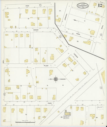 Sanborn Fire Insurance Map from Commerce, Hunt County, Texas (1911), Sheet #0012 - Historic Sanborn Fire Insurance Map Print, vintage old map wall art, antique decor, genealogy gift, Texas Texas map