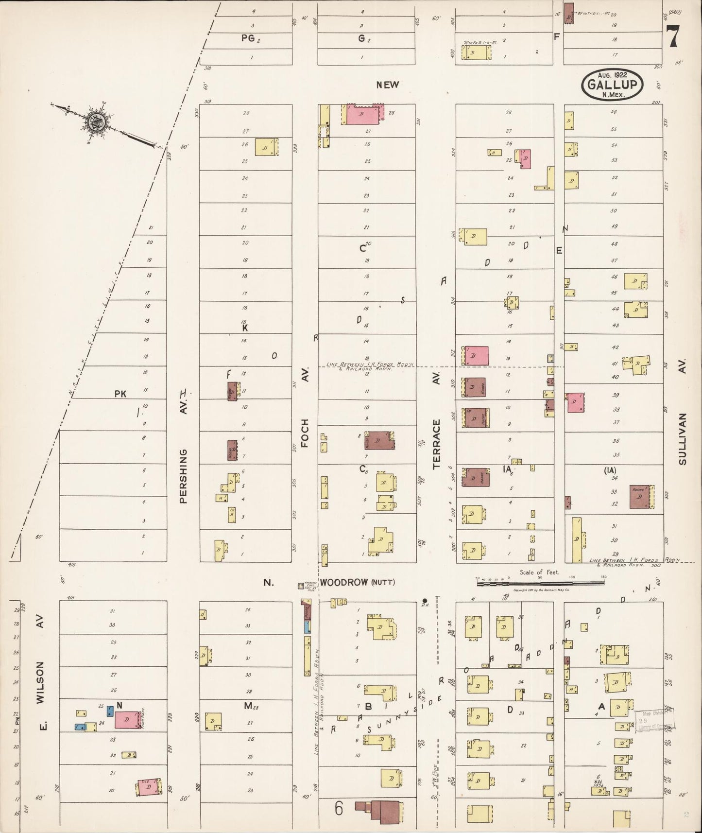 Sanborn Fire Insurance Map from Gallup, Mckinley County, New Mexico (1922), Sheet #0007 - Complete Map Set gallery image, historic Sanborn map, vintage wall art, New Mexico New Mexico