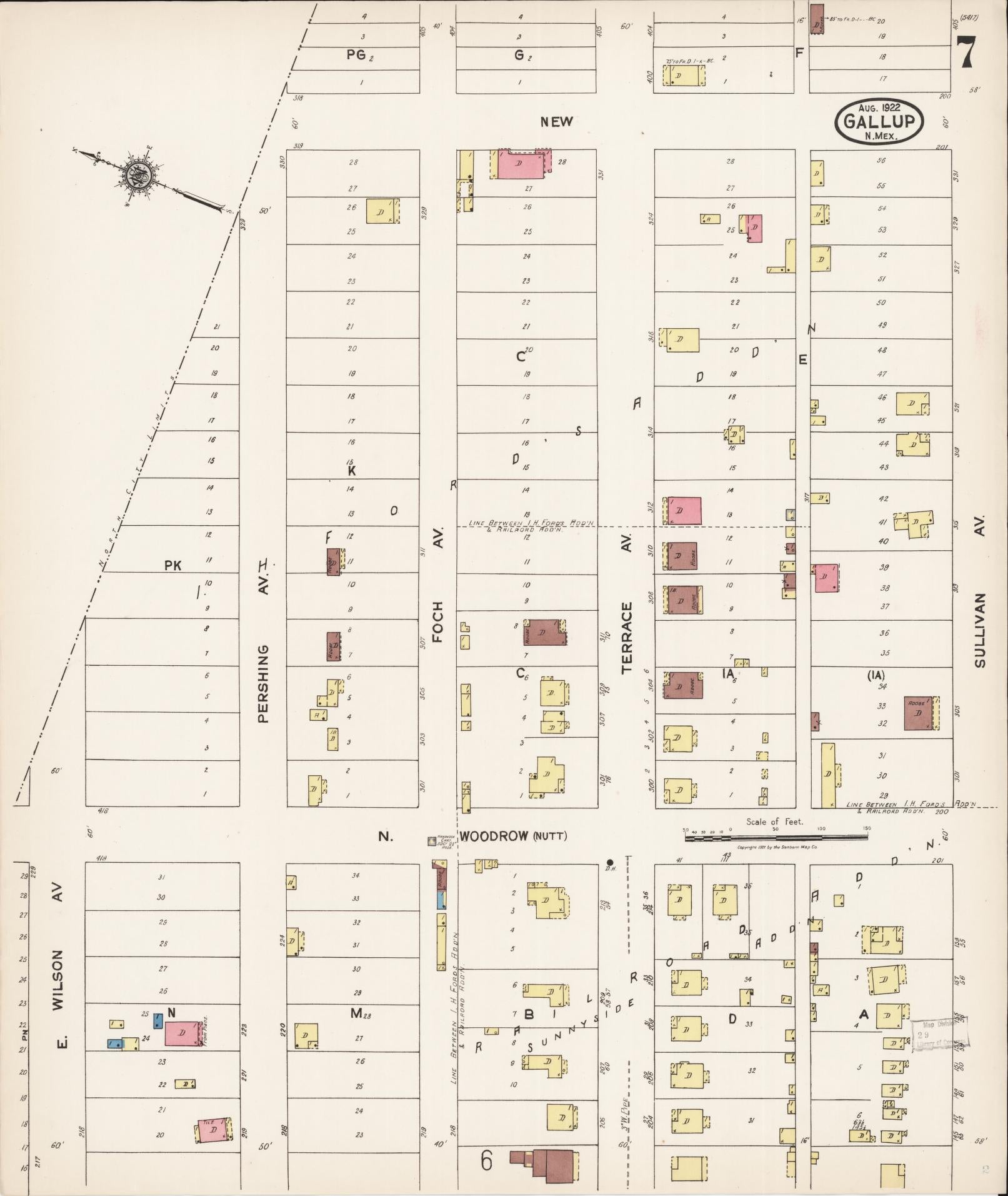 Sanborn Fire Insurance Map from Gallup, Mckinley County, New Mexico (1922), Sheet #0007 - Complete Map Set gallery image, historic Sanborn map, vintage wall art, New Mexico New Mexico