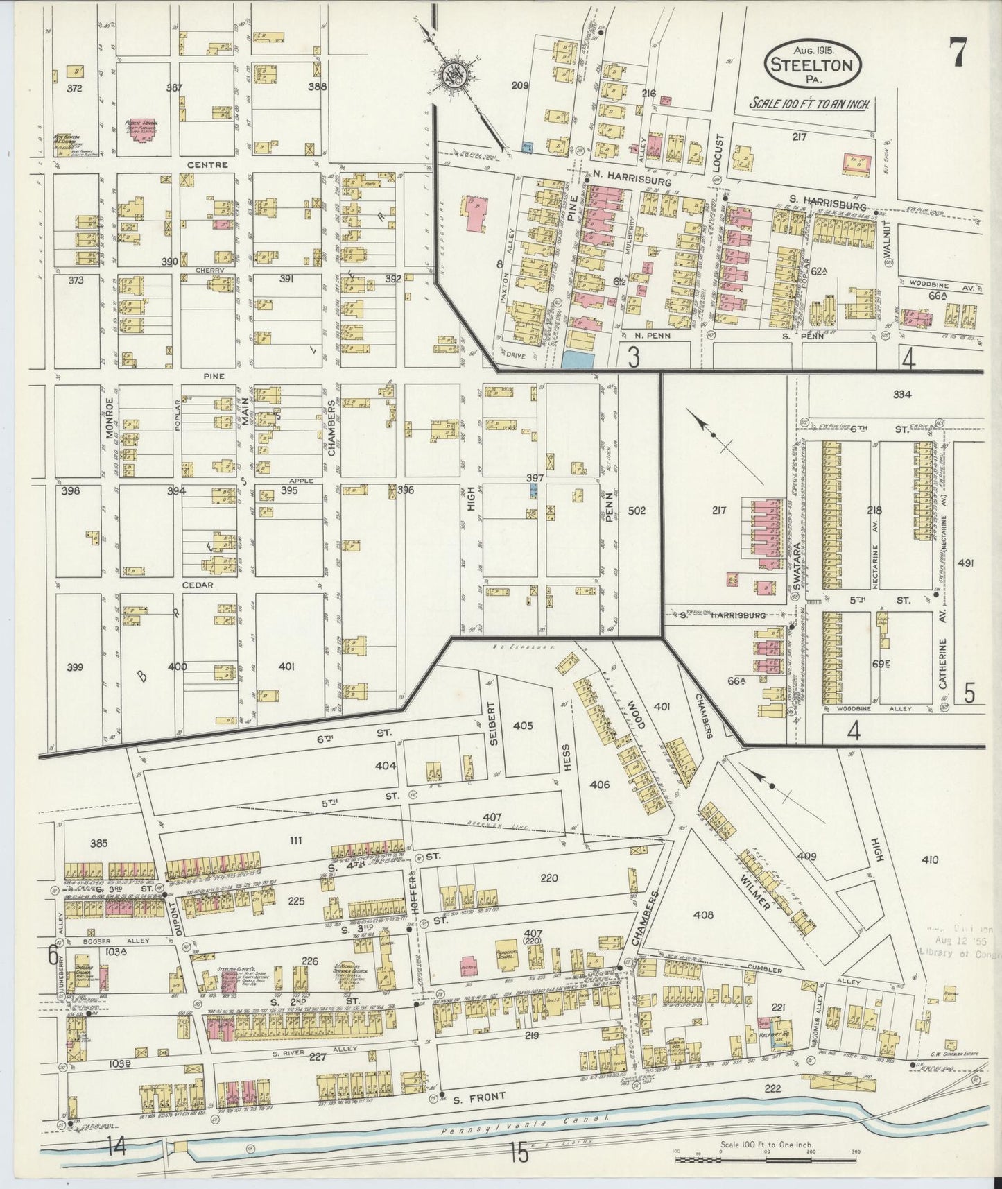 Sanborn Fire Insurance Map from Steelton, Dauphin County, Pennsylvania (1915), Sheet #0007 - Complete Map Set gallery image, historic Sanborn map, vintage wall art, Pennsylvania Pennsylvania
