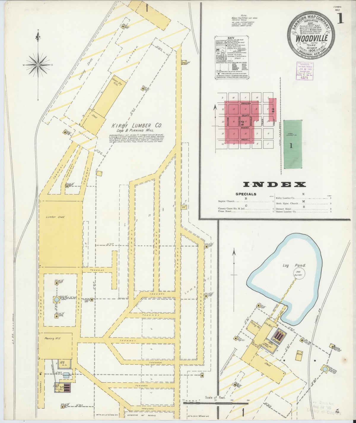 Sanborn Fire Insurance Map from Woodville, Tyler County, Texas (1904), Sheet #0001 - Complete Map Set gallery image, historic Sanborn map, vintage wall art, Texas Texas
