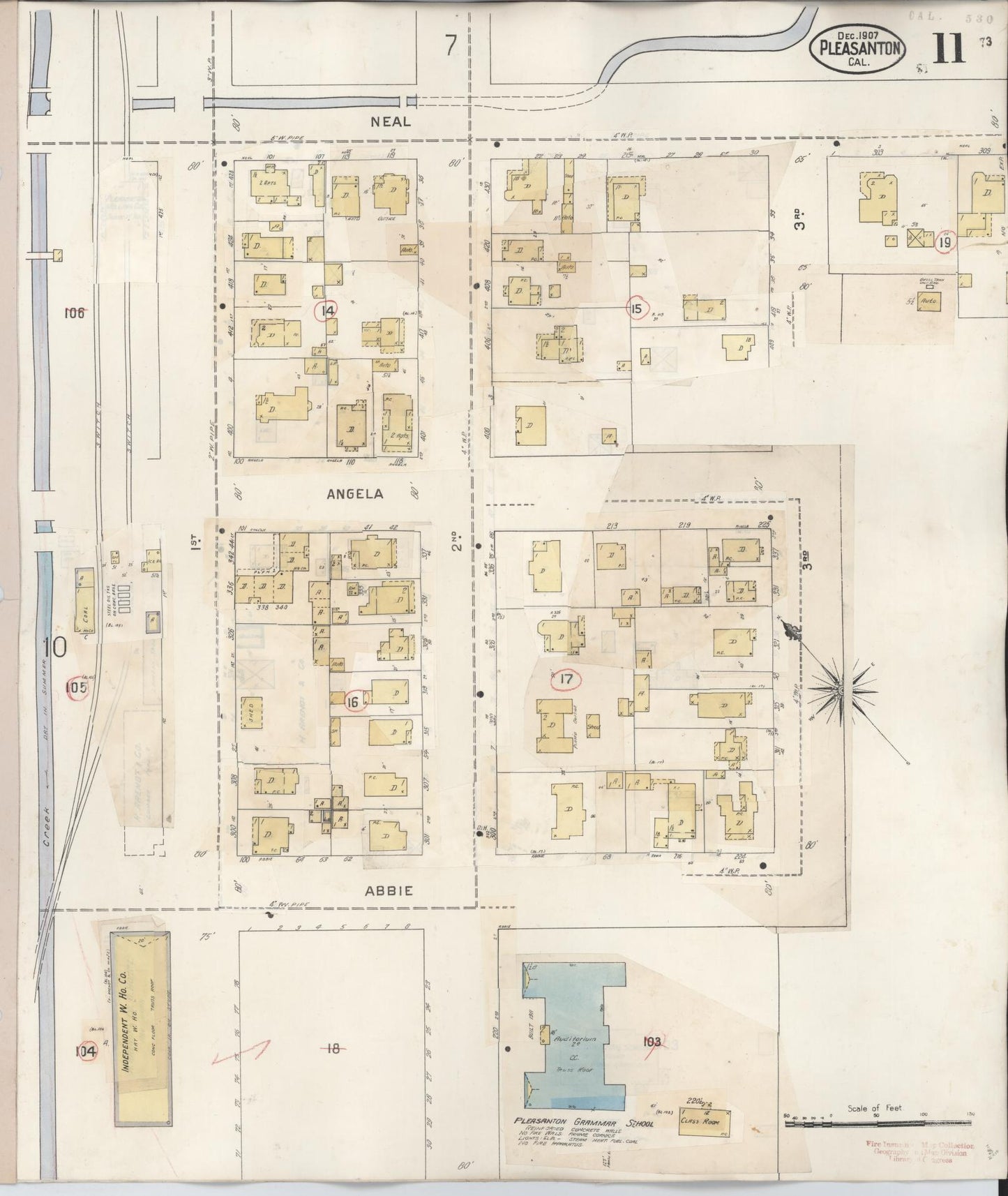 Sanborn Fire Insurance Map from Pleasanton, Alameda County, California (1943), Sheet #0011 - Complete Map Set gallery image, historic Sanborn map, vintage wall art, California California
