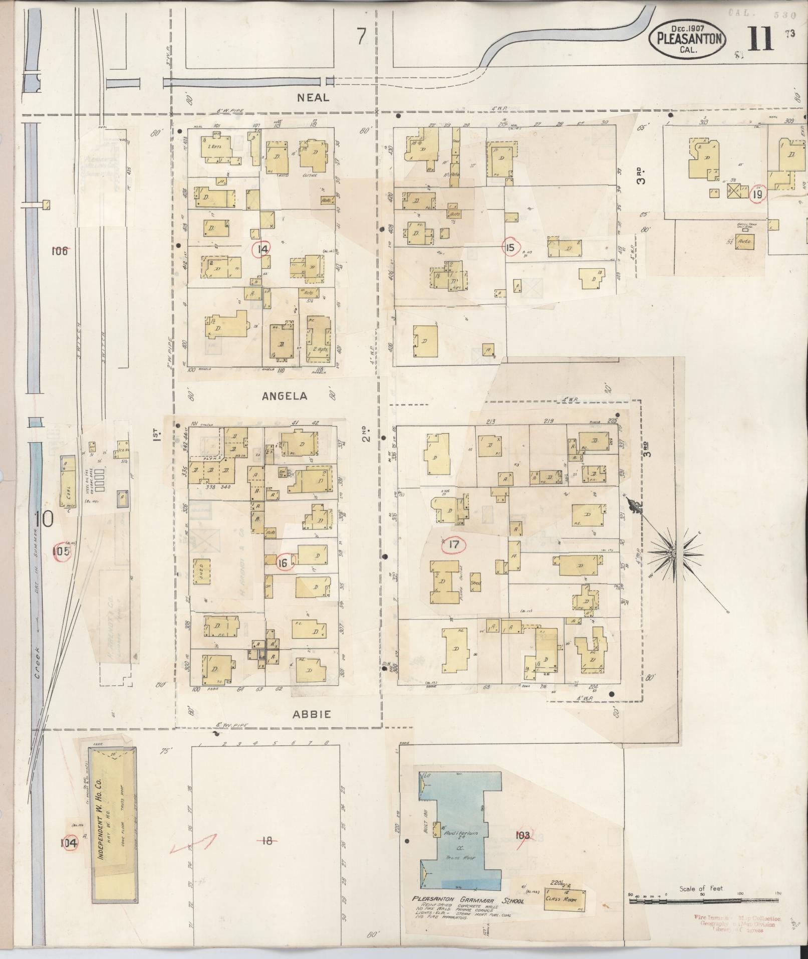 Sanborn Fire Insurance Map from Pleasanton, Alameda County, California (1943), Sheet #0011 - Complete Map Set gallery image, historic Sanborn map, vintage wall art, California California