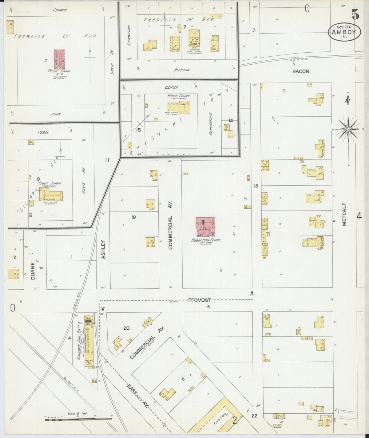 Sanborn Fire Insurance Map from Amboy, Lee County, Illinois (1902), Sheet #0005 - Complete Map Set gallery image, historic Sanborn map, vintage wall art, Illinois Illinois