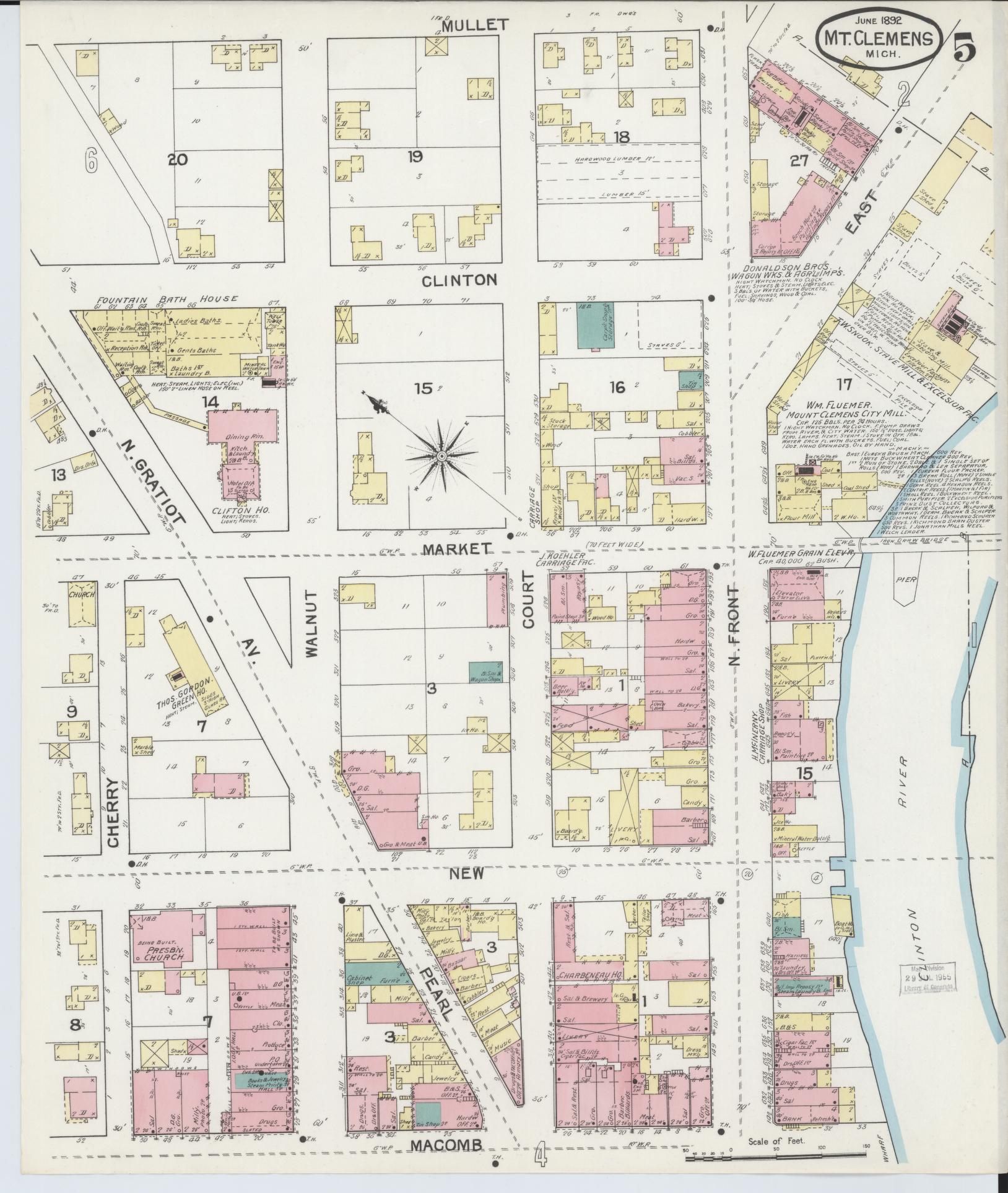 Sanborn Fire Insurance Map from Mount Clemens, Macomb County, Michigan (1892), Sheet #0005 - Complete Map Set gallery image, historic Sanborn map, vintage wall art, Michigan Michigan