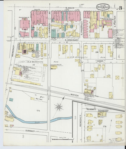 Sanborn Fire Insurance Map from Norwalk, Huron County, Ohio (1893), Sheet #0003 - Historic Sanborn Fire Insurance Map Print, vintage old map wall art, antique decor, genealogy gift, Ohio Ohio map