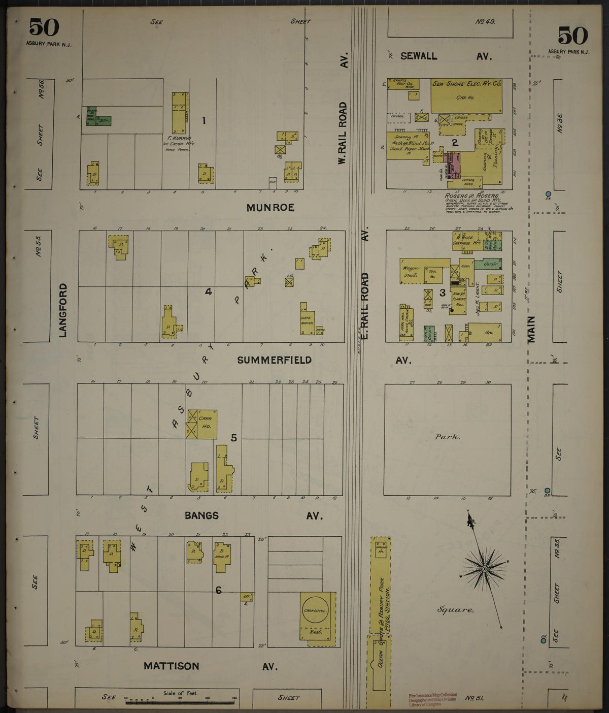 Sanborn Fire Insurance Map from New Jersey Coast, New Jersey Coast, New Jersey (1890), Sheet #0050 - Historic Sanborn Fire Insurance Map Print, vintage old map wall art, antique decor, genealogy gift, New Jersey Coast New Jersey map