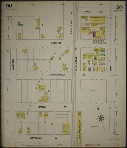 Sanborn Fire Insurance Map from New Jersey Coast, New Jersey Coast, New Jersey (1890), Sheet #0050 - Historic Sanborn Fire Insurance Map Print, vintage old map wall art, antique decor, genealogy gift, New Jersey Coast New Jersey map
