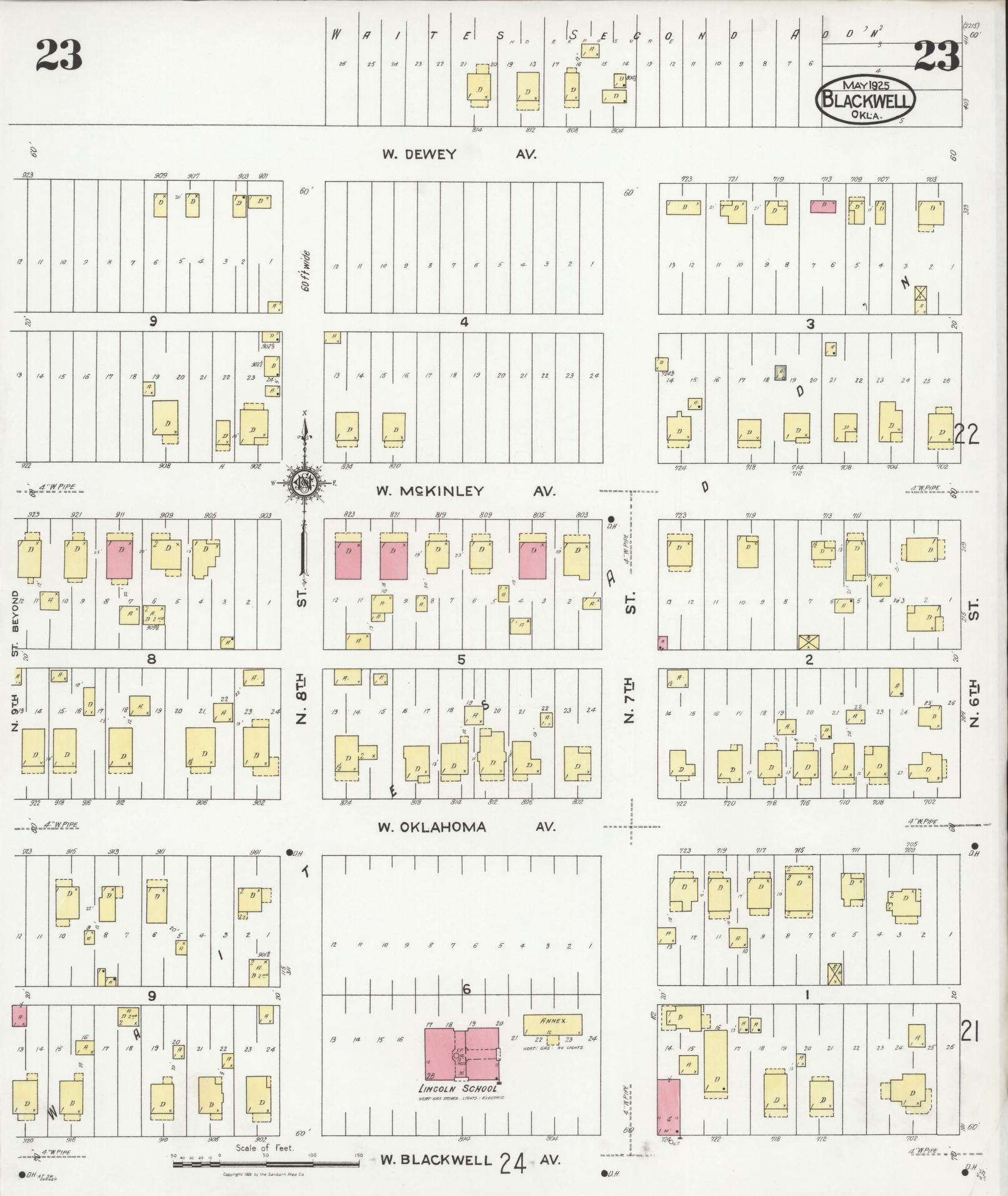 Sanborn Fire Insurance Map from Blackwell, Kay County, Oklahoma (1925), Sheet #0023 - Historic Sanborn Fire Insurance Map Print, vintage old map wall art, antique decor, genealogy gift, Oklahoma Oklahoma map