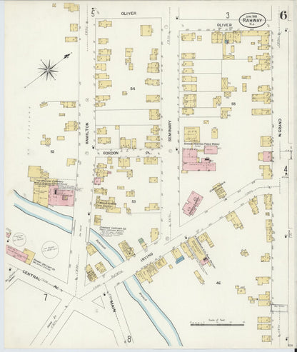 Sanborn Fire Insurance Map from Rahway, Union County, New Jersey (1908), Sheet #0006 - Complete Map Set gallery image, historic Sanborn map, vintage wall art, New Jersey New Jersey