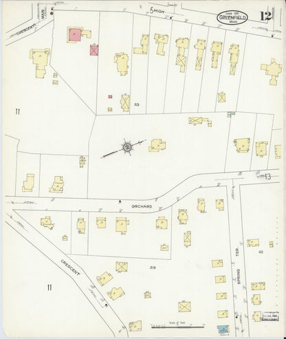 Sanborn Fire Insurance Map from Greenfield, Franklin County, Massachusetts (1914), Sheet #0012 - Complete Map Set gallery image, historic Sanborn map, vintage wall art, Massachusetts Massachusetts