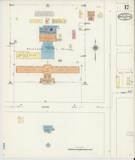 Sanborn Fire Insurance Map from McAlester, Pittsburg County, Oklahoma (1913), Sheet #0017 - Historic Sanborn Fire Insurance Map Print, vintage old map wall art, antique decor, genealogy gift, Oklahoma Oklahoma map