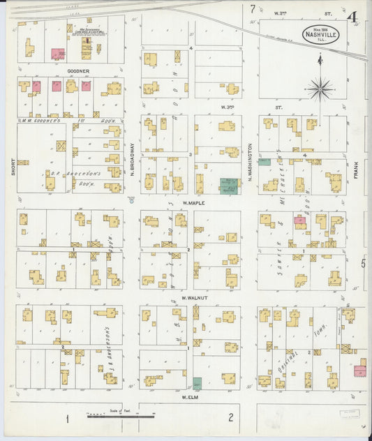 Sanborn Fire Insurance Map from Nashville, Washington County, Illinois (1906), Sheet #0004 - Historic Sanborn Fire Insurance Map Print, vintage old map wall art, antique decor, genealogy gift, Illinois Illinois map