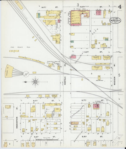 Sanborn Fire Insurance Map from Norfolk, Madison County, Nebraska (1902), Sheet #0004 - Complete Map Set gallery image, historic Sanborn map, vintage wall art, Nebraska Nebraska