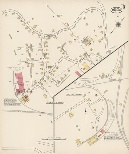 Sanborn Fire Insurance Map from Marion, Mcdowell County, North Carolina (1922), Sheet #0005 - Complete Map Set gallery image, historic Sanborn map, vintage wall art, North Carolina North Carolina