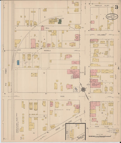 Sanborn Fire Insurance Map from Grove City, Franklin County, Ohio (1922), Sheet #0003 - Complete Map Set gallery image, historic Sanborn map, vintage wall art, Ohio Ohio