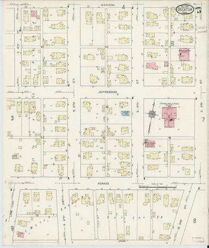 Sanborn Fire Insurance Map from Decatur, Adams County, Indiana (1914), Sheet #0005 - Historic Sanborn Fire Insurance Map Print, vintage old map wall art, antique decor, genealogy gift, Indiana Indiana map