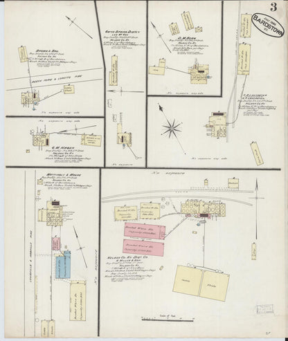 Sanborn Fire Insurance Map from Bardstown, Nelson County, Kentucky (1886), Sheet #0003 - Complete Map Set gallery image, historic Sanborn map, vintage wall art, Kentucky Kentucky
