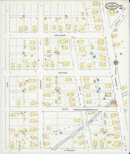 Sanborn Fire Insurance Map from Lebanon, Boone County, Indiana (1919), Sheet #0002 - Complete Map Set gallery image, historic Sanborn map, vintage wall art, Indiana Indiana