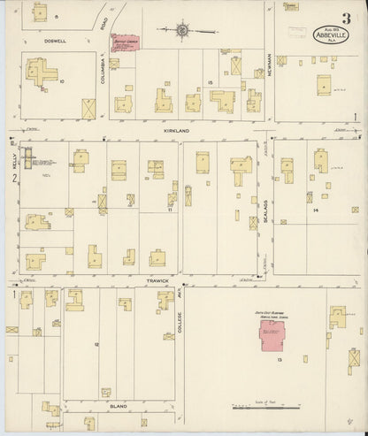 Sanborn Fire Insurance Map from Abbeville, Henry County, Alabama (1913), Sheet #0003 - Complete Map Set gallery image, historic Sanborn map, vintage wall art, Alabama Alabama